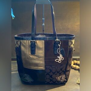 Patchwork Tote Bag - Black and Brown